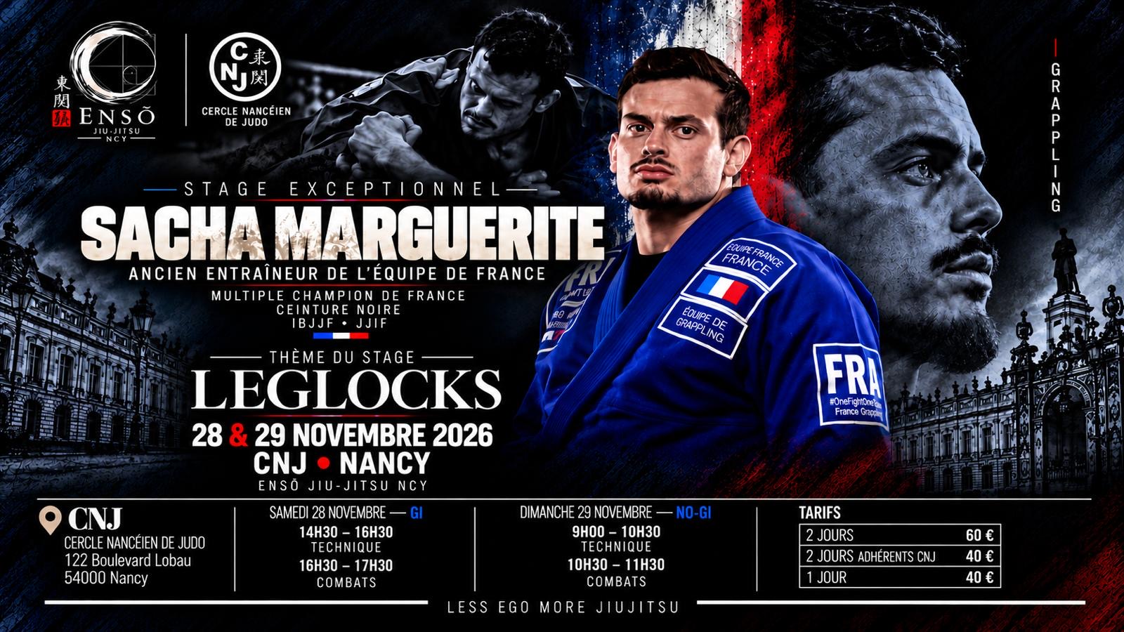 Affiche Stage de Grappling à Nancy avec Sacha Margueritte – 28 et 29 novembre 2026